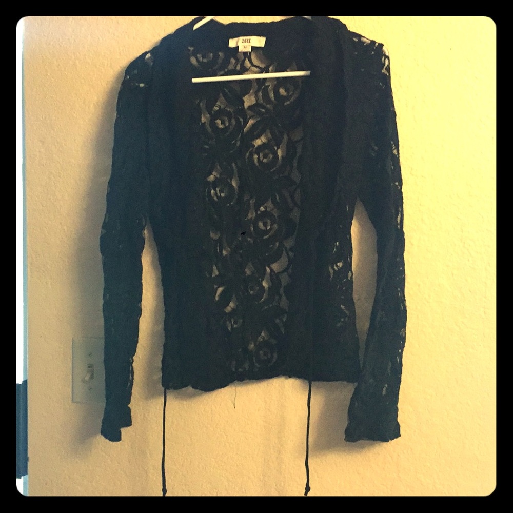 New Women’s Medium ISSI Tie Up Lace Sweater